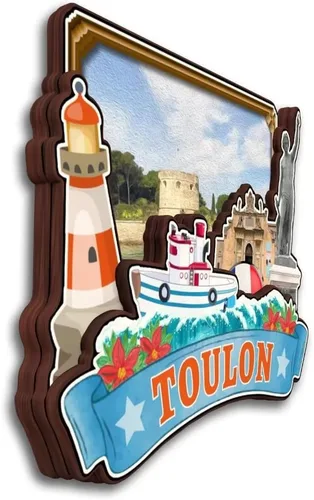 Vista 2 de Toulon Provence-Alpes-Cote d'Azur Francia - Imán para nevera Colección de madera 3D Madera hecha a mano recuerdos de la ciudad de viaje, imán