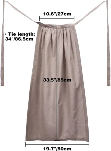 Vista 7 de Delantal medieval pionero blanco medio delantal renacentista de lino para mujer