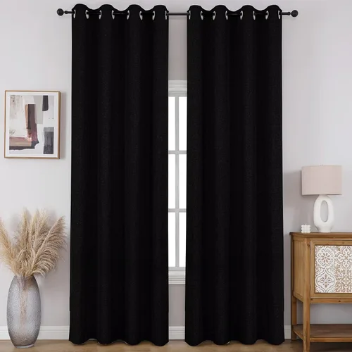Vista 154 de CUCRAF - Juego de 2 paneles de cortinas de ventana con oscurecimiento total del 100%, de 54 pulgadas de largo, con aspecto de lino falso, cortinas