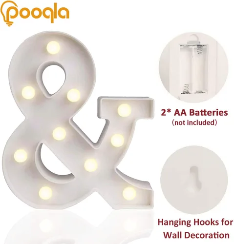 Vista 2 de Ampersand Symbol Marquee Letter Lights Alphabet Light Up Sign for Wedding Home Party Bar Decoration &