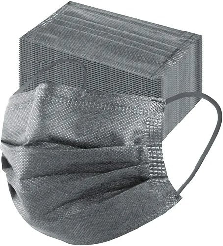 MSAAEX - Mascarilla desechable de 4 capas para protección contra el polvo, tela no tejida transpirable, gris, paquete de 50 unidades