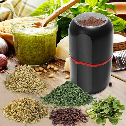 Vista 3 de Herb Grinder Electric, Turimon Large Herbal/Coffee Grinders/Mill/Crusher for Spice and Herbs With Cleaning Brush - Black