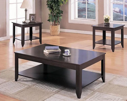 Vista 2 de Coaster Home Furnishings - Brooks - Madera de ingeniería - Juego de mesa auxiliar rectangular de 3 piezas con estante inferior y patas anguladas
