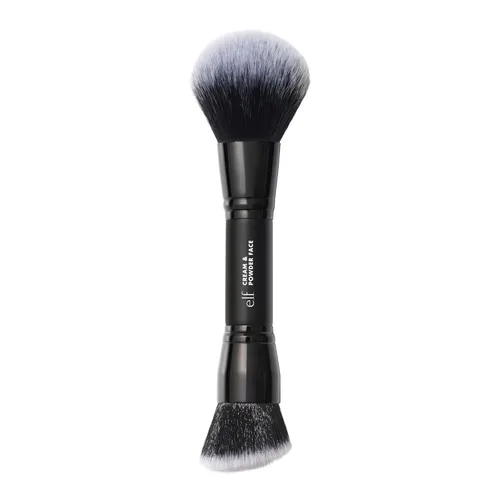 e.l.f. Brocha de Doble Punta para Crema + Polvo, Brocha de Maquillaje Dos en Uno Para Crear una Tez Hermosa con Aspecto Aerografiado, Vegana y Libre