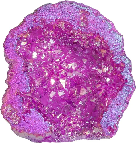 Vista 12 de TUMBEELLUWA Decoración de piedra de geoda de cristal con revestimiento de titanio irregular, espécimen de racimo de roca de arco iris natural