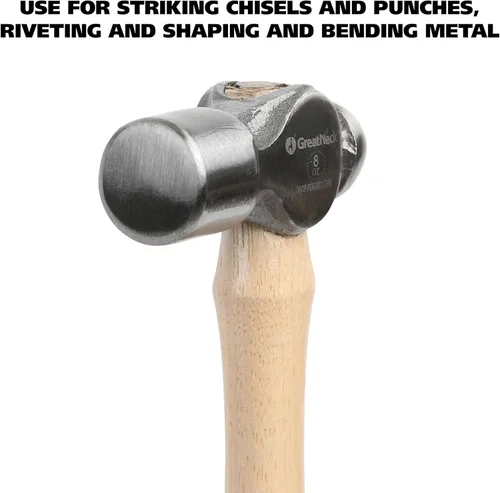 Vista 20 de GreatNeck BP24 Martillo de Bola, 24 Oz. Martillo de Acero Forjado en Caída con Mango de Madera de Nogal Autentico Equilibrado con Precisión