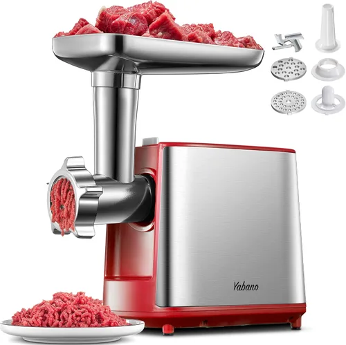 Vista 9 de Picadora eléctrica de carne, picadora de carne resistente, máquina de relleno de salchichas, molinillo de alimentos con kit de salchichas y kubbe, 2