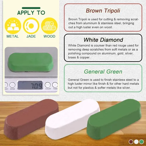 Vista 5 de Keadic Kit de 8 ruedas de pulido de 3 pulgadas, 3 piezas de compuesto pulido, suave, fino/medio/grueso/áspero con orificio de eje de eje de 3/8