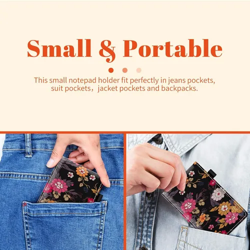 Vista 6 de Juego de 4 soportes para bloc de notas de tamaño de bolsillo, de piel sintética, mini bloc de notas con 2 bloc de notas pequeños y lápiz capacitivo