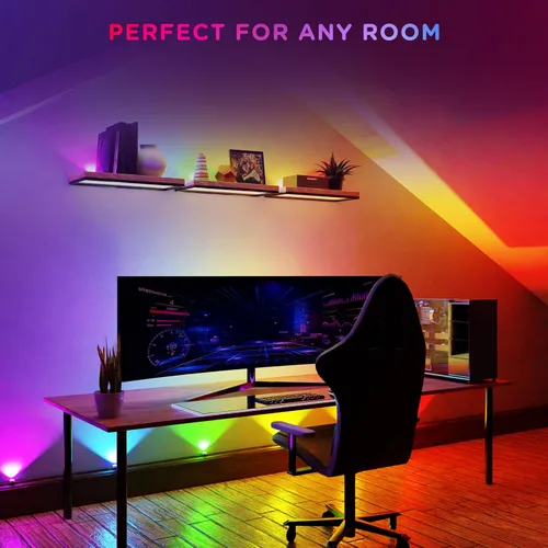 Vista 6 de Enbrighten Spectrum Luces de Cadena de Acento de Pared para Interiores con Control Remoto, Luces de Aplique LED que Cambian de Color USB, 2.4m con 6