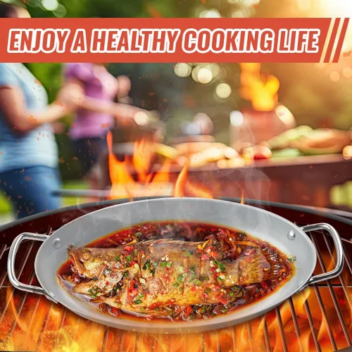 Vista 6 de Sartén para barbacoa al aire libre – 11" x 15" Topper con asas, bandejas para asar a la parrilla, bandeja de barbacoa