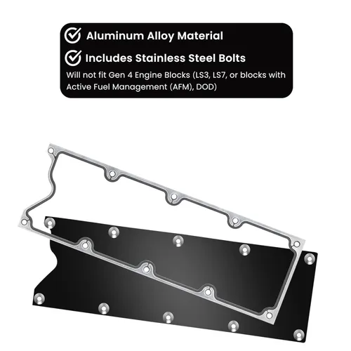 Vista 2 de LS Gen 3 Valley - Placa de cubierta con junta y sellos de perfil bajo, sensor de golpe de aluminio para LSX LS1 LM7 LR4 LQ4 LS6 L59 LQ9 LM4 L33