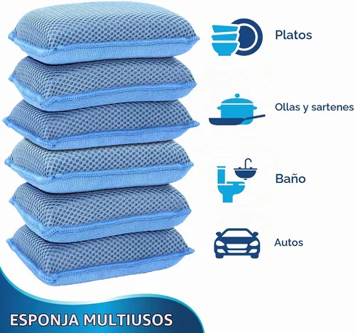 Vista 3 de Scrub-It - Esponja de cocina de microfibra Miracle (6 unidades) – Esponjas de limpieza para lavavajillas resistentes a arañazos – Lavable a máquina