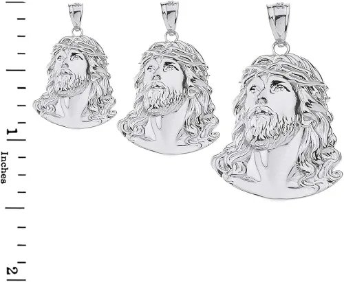 Vista 3 de Collar con dije de cabeza de Jesús joyería religiosa 092 pulgadas