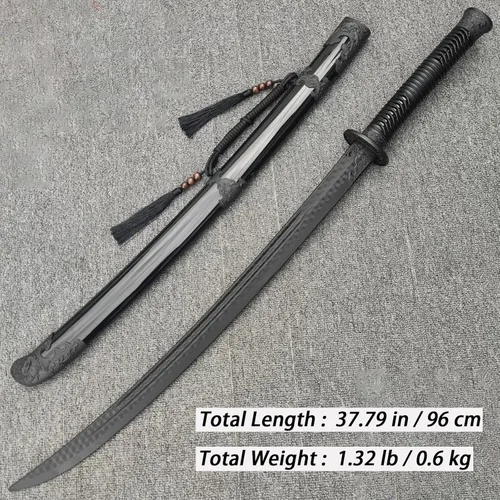 Vista 3 de Espada Hmong de polipropileno de alta resistencia para entrenamiento de artes marciales, espada antigua Samurai con funda para práctica