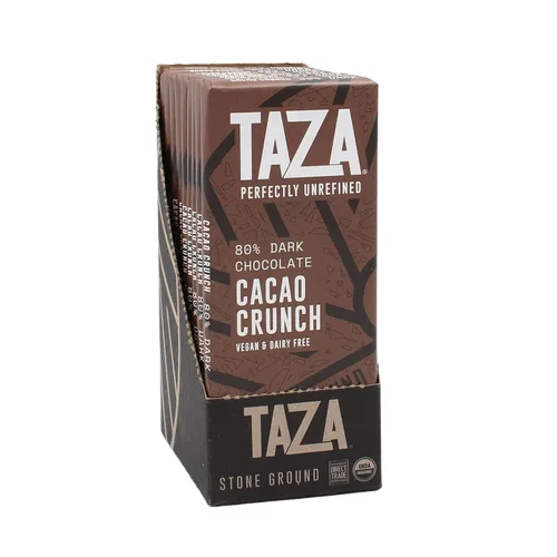 Taza Chocolate Barra Orgánica Amaze 80% Molido en Piedra, Cacao Crunch, 2.5 onzas (10 unidades), vegano