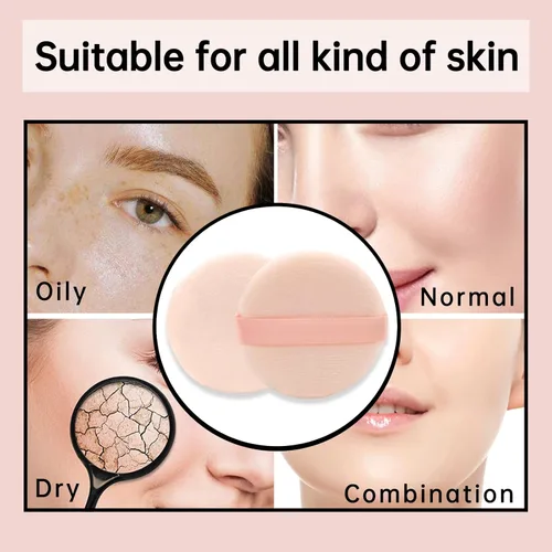 Vista 4 de 4 almohadillas de algodón para polvo, esponja de maquillaje suave para base de polvo suelto, almohadillas para la cara, base cosmética corporal 3.15