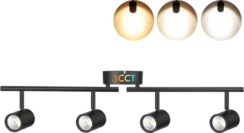 CLOUDY BAY Kit de luces LED regulables de 30 W, 4 cabezales, 3000 K/4000 K/5000 K seleccionables 2400 lm CRI90, cabezal de luz flexible giratorio