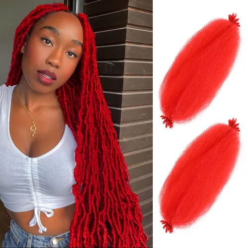 Vista 18 de Cabello Afro Twist de 30 Pulgadas 2 Paquetes, Cabello Afro Twist Elástico Pre Esponjado Cabello Spring Twist Pre Estirado Cabello para Envolver