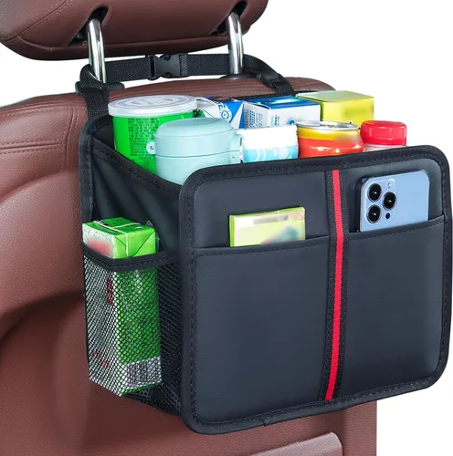 Hanging Car Seat Organizer Backseat Car Organizer - Premium PU Leather Car Backseat Organizer Road Trip Essentials, Multifunction Car Seat Back