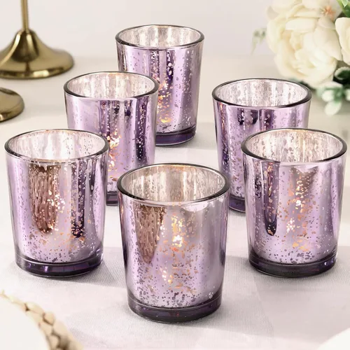 LETINE 6 portavelas votivas moradas, tamaño votivo estándar para velas votivas regulares, soporte para velas de té para decoración del hogar,