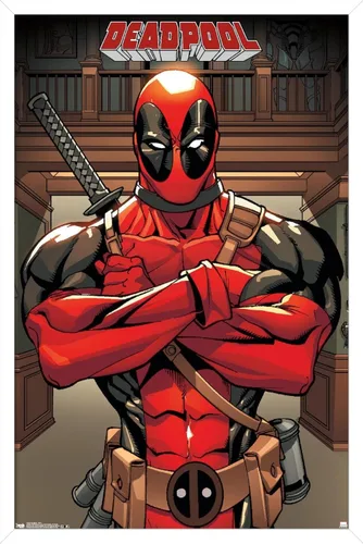 Vista 15 de Trends International Marvel Comics Deadpool - Póster de pared de postura, 14.725 x 22.375 pulgadas, versión enmarcada de madera de granero