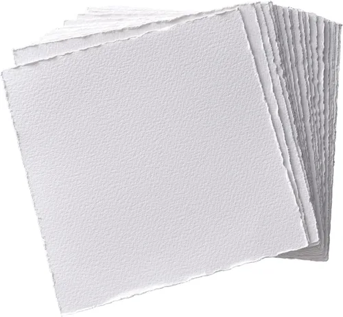 Vista 10 de Deckle Edge Papel de acuarela, 100% algodón, 140 libras, 300 GSM, 4 x 6 pulgadas, 30 hojas de papel mixto para técnica seca y húmeda, sin ácidos