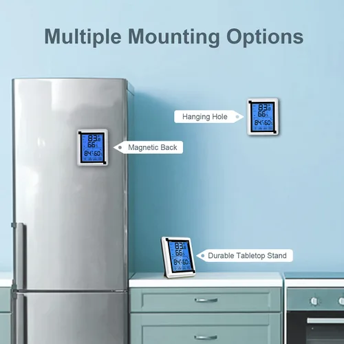 Vista 6 de Medidor de humedad higrómetro, termómetro inalámbrico para interiores y exteriores con 1 sensor remoto, termómetro de habitación para el hogar