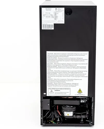 Vista 6 de Avanti Refrigerador de bebidas para vino, capacidad de 30 botellas con estantes recubiertos de vinilo enrollables de madera y puerta de vidrio