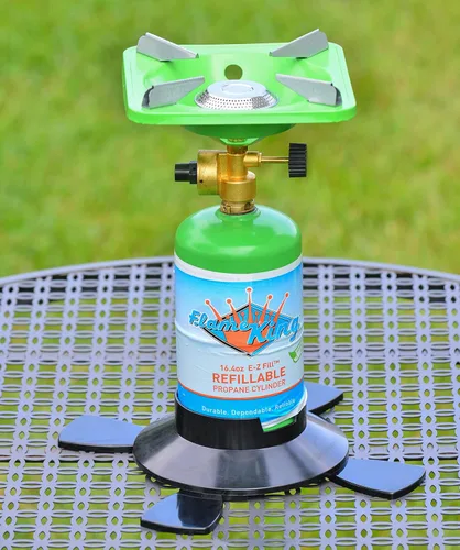 Vista 7 de Flame King YSNVT-508 Estufa portátil para acampar con soporte base ligero estable, ideal para cocinar al aire libre, mochileros, compatible