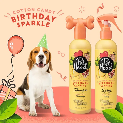 Vista 4 de Pet Head Birthday Sparkle Champú para perros, aroma de algodón de azúcar, champú para perros con piel sensible, regalo de cumpleaños para perros