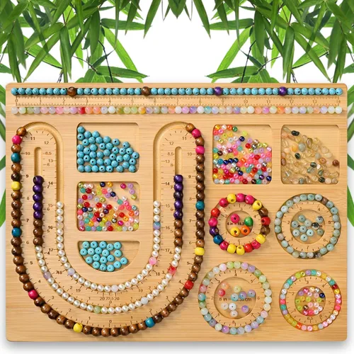 NOAVAOL Tableros de cuentas para hacer joyas, tablero de cuentas de bambú combinado para hacer pulseras de joyería, bandejas de cuentas y tapetes de