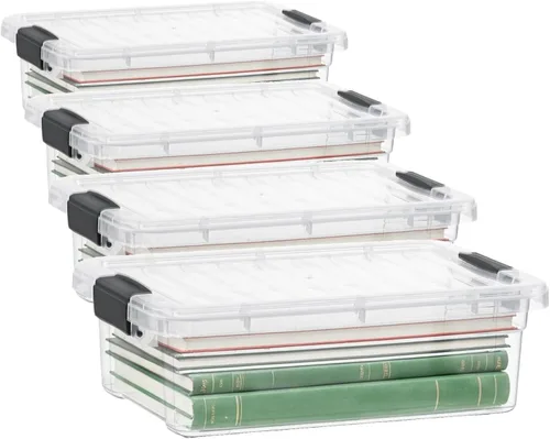 Vista 25 de Superio Contenedores de almacenamiento de plástico transparente con tapa, caja de 4.5 cuartos, contenedores organizadores, contenedor de plástico