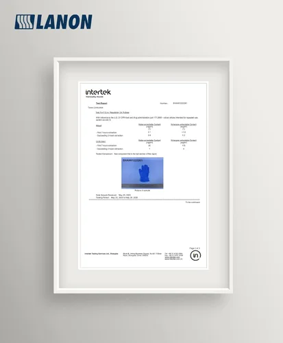 Vista 7 de LANON - Guantes desechables de nitrilo sin silicona, seguros para alimentos, resistentes a productos químicos, sin polvo, puntas de los dedos Azul