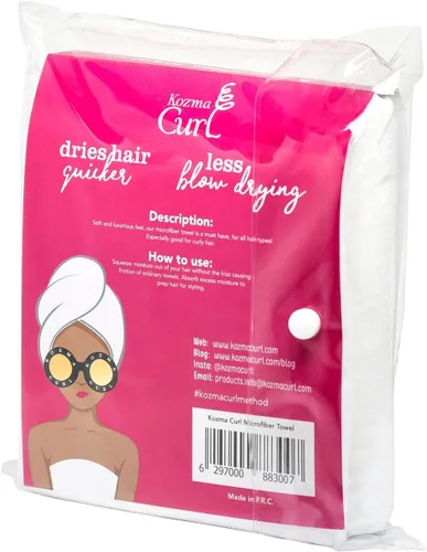 Vista 2 de Kozma Curl Toalla de microfibra grande 20 x 37 pulgadas Toalla de microfibra antiencrespamiento para cabello rizado Turbante absorbente súper