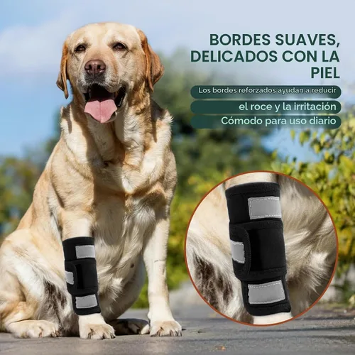 Vista 4 de Kuoser Soporte de pierna delantera para perro y protector de codo, codo ajustable para perro con tira reflectante, manga de compresión para piernas