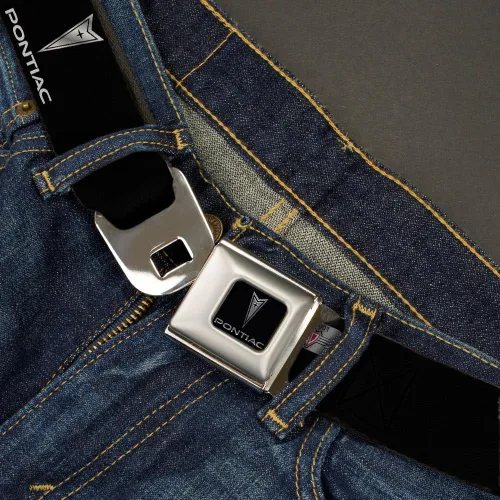 Vista 2 de Buckle-Down Cinturón de seguridad - Pontiac BlackSilver Logo REPEAT - 1.0" Ancho - 20-36 pulgadas de largo