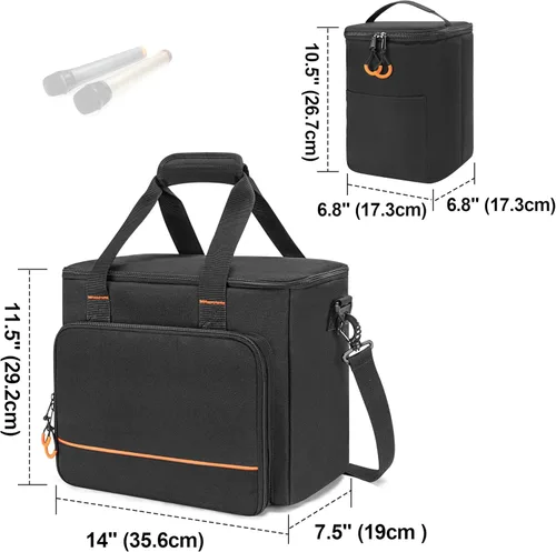 Vista 6 de PGmoon Funda de micrófono inalámbrico con 9 ranuras, bolsa de viaje para sistema de micrófono de mano, funda de transporte para cantar, karaoke