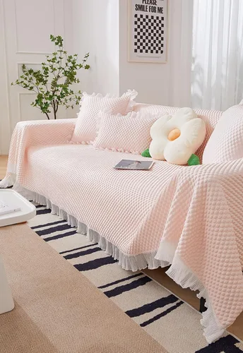 Funda de sofá toalla Cojín Sofá FurnitureProtector protegerá su sofá de manchas, desgaste Es funcional y duradero para la vida diaria para cama, Rosa
