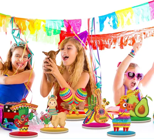 Vista 5 de Namalu Centro de mesa de fiesta mexicana, 18 piezas, decoración de mesa de Cinco de Mayo, centro de mesa de temática mexicana para mesas