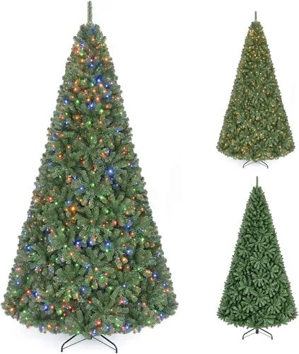 Vista 42 de COSTWAY Árbol de Navidad preiluminado de 5 pies, árbol de Navidad Verde