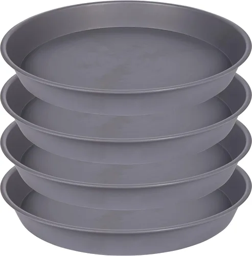 Vista 42 de Paquete 2 platos 14 pulgadas para plantas, resistentes, bandejas redondas de plástico para macetas, para agua, interiores, bandeja de goteo