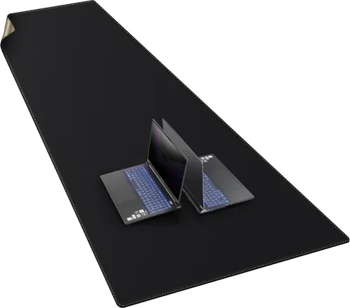 Vista 41 de MAIDERN Tapete de escritorio XXL de corcho y cuero, de 47.2 x 23.6 pulgadas, protector reversible para mouse de escritorio completo (negro)