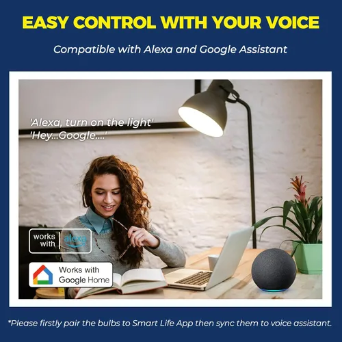 Vista 4 de Lightinginside Bombillas inteligentes equivalentes a 100 W, bombilla inteligente de 1350 lm 11 W, funciona con Alexa/Google Home/Smart Life, A19 E26