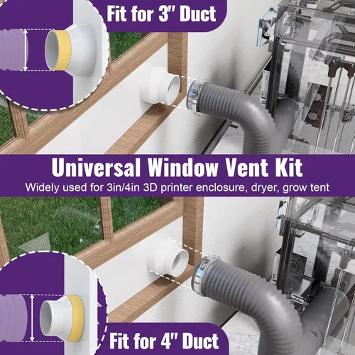 Vista 5 de Mxclimate Kit de ventilación de ventana compatible con manguera de conductos de 3 pulgadas/4 pulgadas para ventanas correderas, kit de sellado