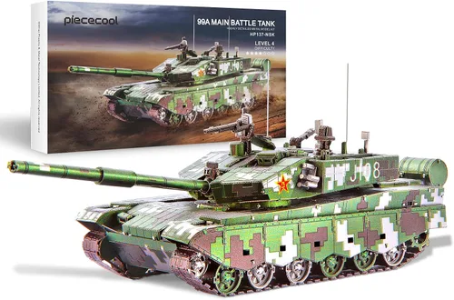 Piececool Rompecabezas de metal 3D, kit de construcción de tanque de batalla principal 99A, kit de 233 piezas de manualidades para adolescentes,
