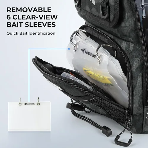 Vista 4 de KastKing Bolsa de Pesca con Eslinga BaitSpace, Mochila de Pesca con Soporte para Caña y Bebidas, Bolsa de Aparejos para Equipo de Pesca