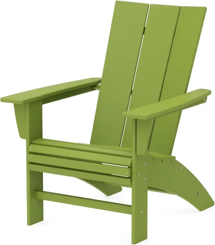 Vista 16 de Silla moderna AD420WH tipo Adirondack de Polywood, Blanca, Construcción duradera de polietileno de alta densidad, Fácil montaje, Resistente al agua