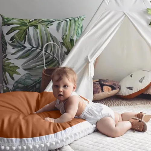 Vista 3 de Cojín Grande de Piso para Niños Cojín Redondo de Piso para Sentarse, Almohada Circular Grande de 35 pulgadas, Almohadas Redondas para Sentarse