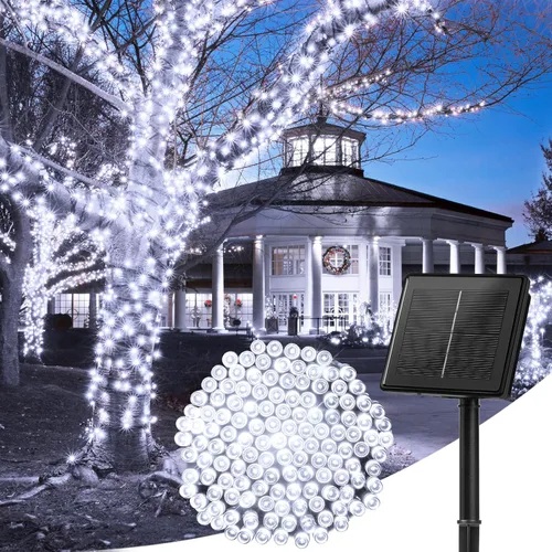 Vista 11 de Minetom Luces de Cadena Solares para Exteriores, 40 pies 100 Luces LED de Cadena Alimentadas por Energía Solar con 8 Modos de Iluminación, Luces
